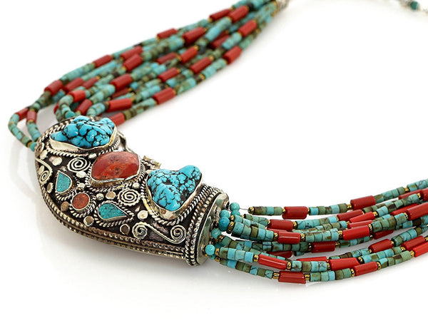 Bohemian Tibetan Necklace Side View