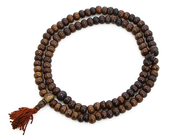 Buddhist Mala Beads Dark Brown Yak Bone Top View