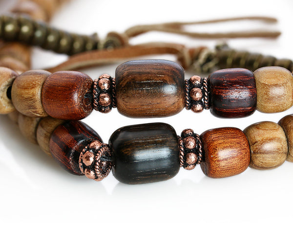 Buddhist Mala Beads with Olivewood and Macassar Ebony Marker Beads