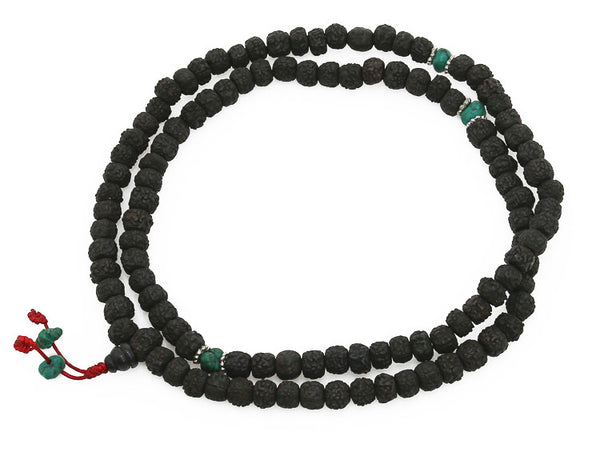 Mala Beads Black Rudraksha And Turquoise