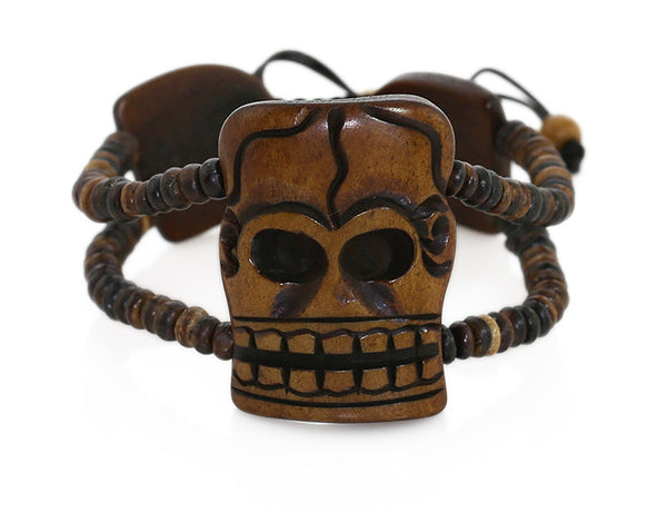 Tibetan Bracelet with Large Carved Skull Bead
