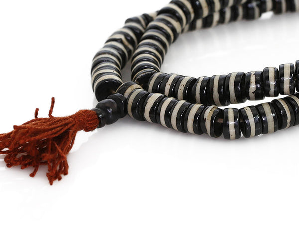Tibetan Buddhist Mala Beads Featuring Bone Dzi Beads