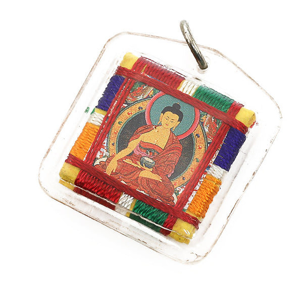 Tibetan Buddhist Prayer Pendant with Shakyumuni Buddha Thangka