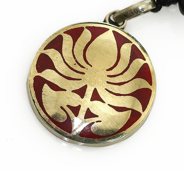 Yoga Pendant with Brass and Coral Lotus