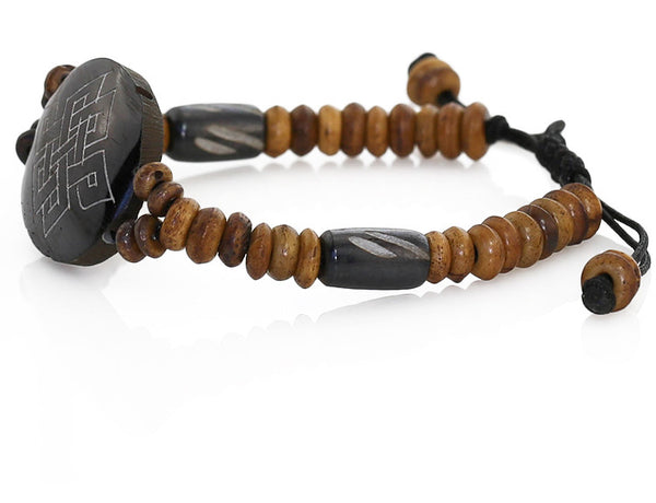 Buddhist Bracelet Engraved Endless Knot Symbol Side View