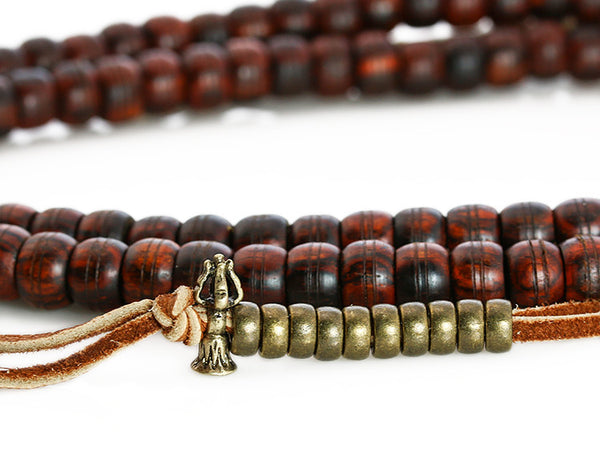 Buddhist Mala Beads with Cocobolo Wood and Tibetan Counters