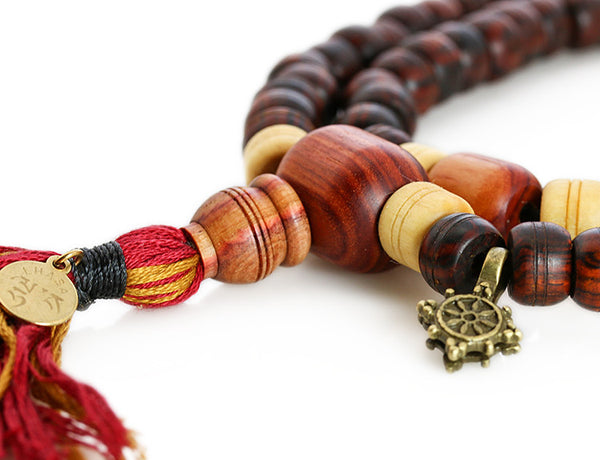 Buddhist Mala Beads with Cocobolo and Tulipwood Guru Bead