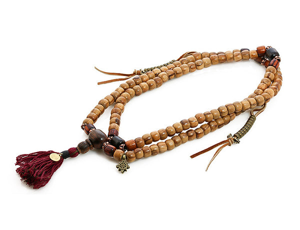 Buddhist Mala Beads with Exotic Ebony Wood Olive Wood and Rengas Tiger
