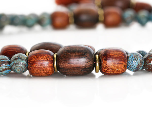 Buddhist Mala Beads with Ocean Agate and Ebony Wood Marker Beads