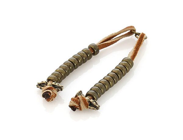 Buddhist Mala Counters with Knotted Leather