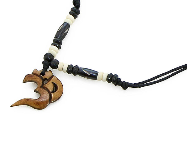 Yoga Necklace with Carved Om Symbol Outline Pendant