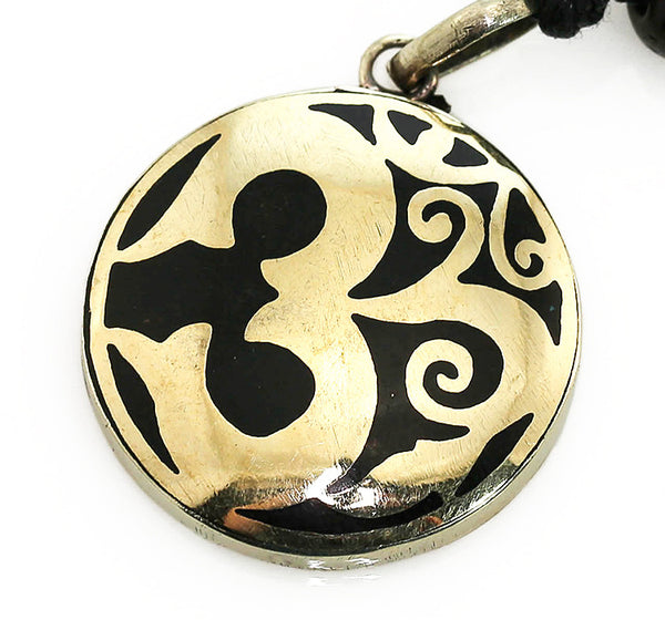 Buddhist Necklace with Artistic Brass Om Symbol Pendant