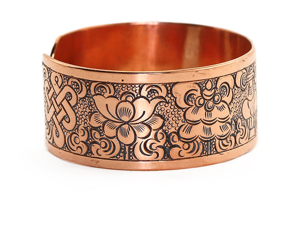 Copper Tibetan Symbol Bracelet Close Up