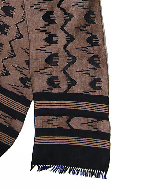 Nepalese Cotton Dhaka Scarf Brown and Black Bottom Section