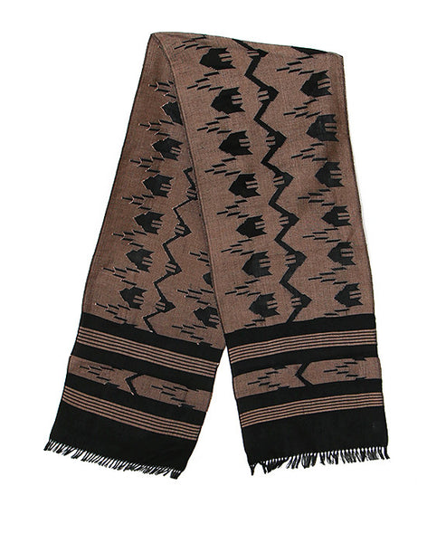 Nepalese Cotton Dhaka Scarf in Brown and Black