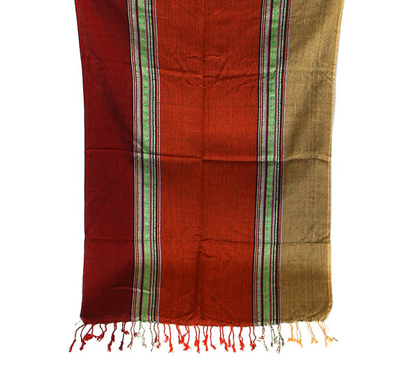 Nepalese Cotton Scarf Red Orange and Yellow Bottom
