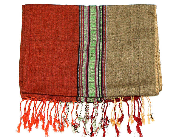 Nepalese Cotton Scarf in Red Orange and Yellow Folded
