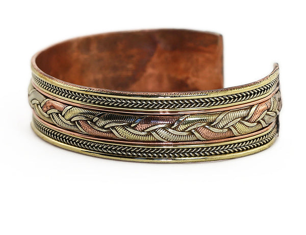Nepalese Ethnic Cuff Bracelet with Woven Copper