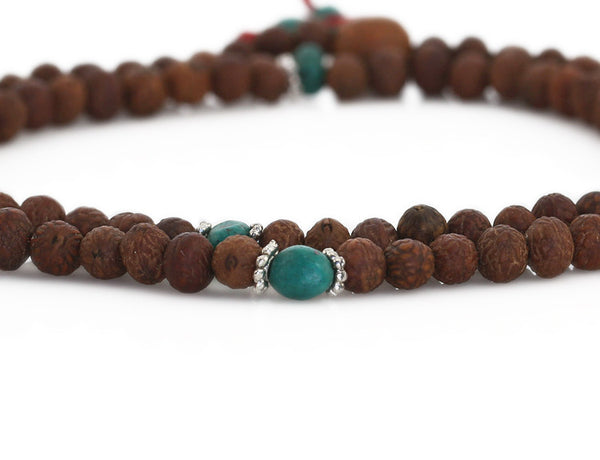 Raktu Seed Mala Beads with Turquoise Markers