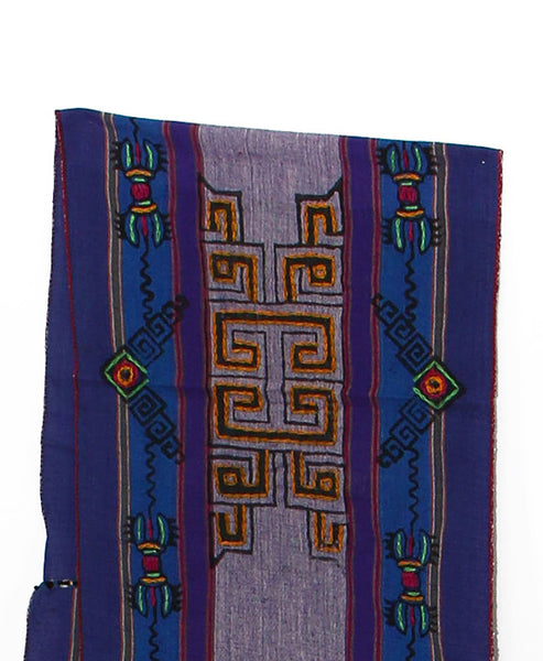 Tibetan Buddhist Cotton Scarf Blue Purple and Indigo Middle Section