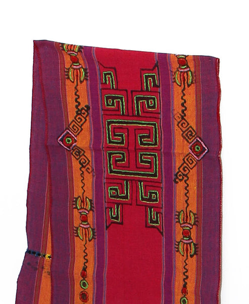 Tibetan Buddhist Cotton Scarf Hot Pink Orange and Purple Middle Section