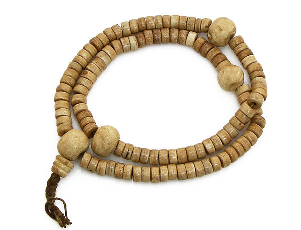 Tibetan Buddhist Mala Beads with Antiqued Bone