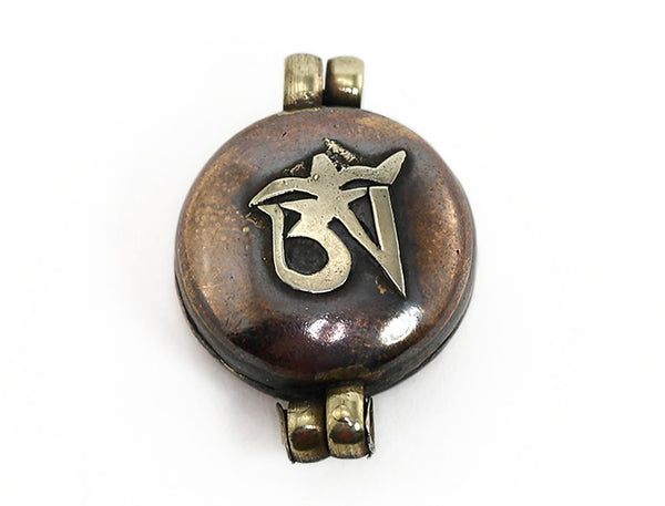 Tibetan Buddhist Pendant Copper Gau with Om Symbol