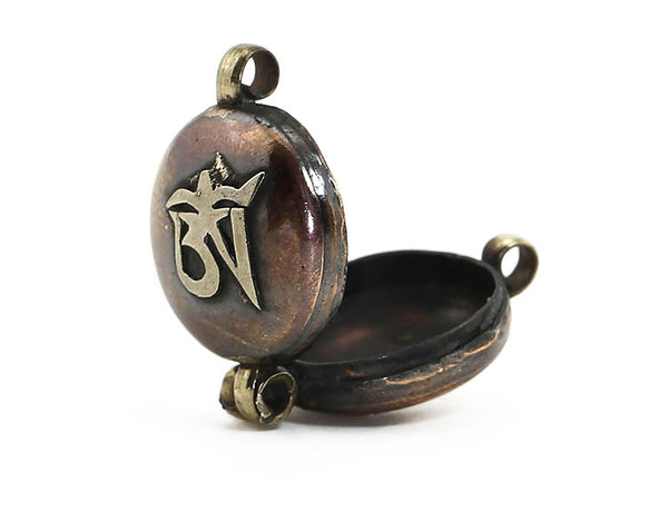 Tibetan Buddhist Pendant Copper Gau with Top Open