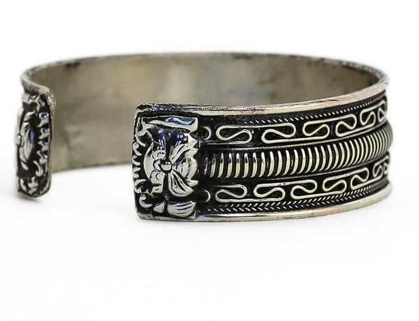 Tibetan Cuff Bracelet Silver Dragon Rear View