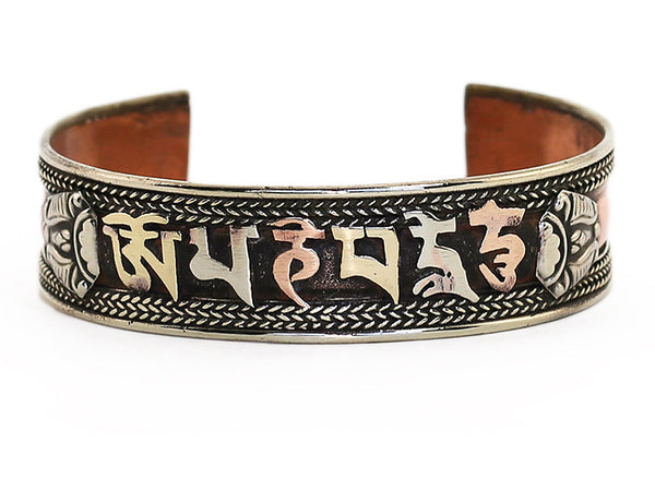 Tibetan Cuff Bracelet with Copper And Brass Mantra