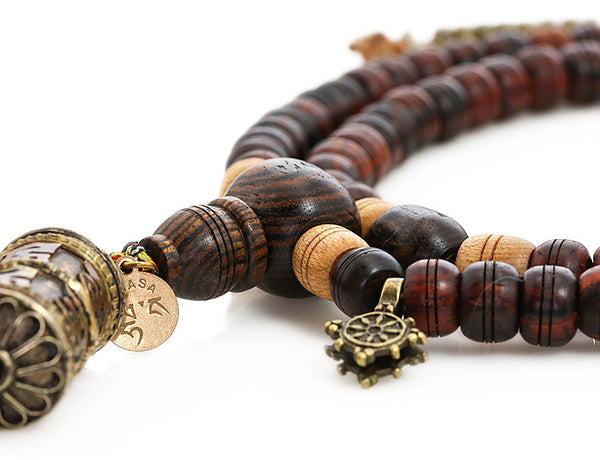 Tibetan Mala Beads with Cocobolo and Bocote Wood