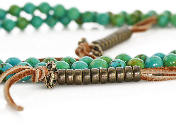 Tibetan Mala Beads with Turquoise and Antiqued Mala Counters