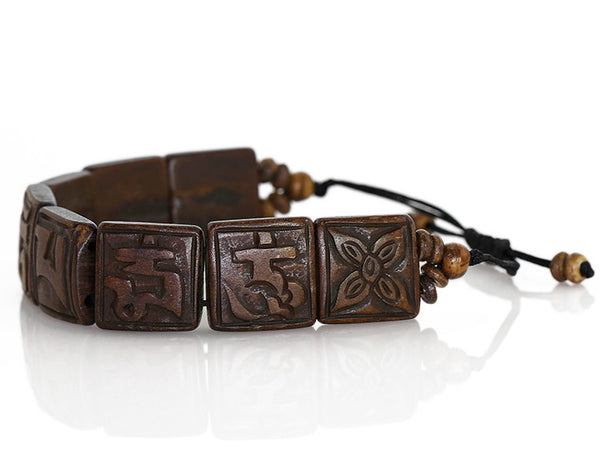 Tibetan Mantra Bracelet with Yak Bone Tiles Side View