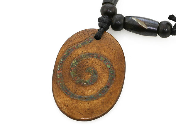 Tibetan Yoga Necklace Inlaid Chakra Symbol Pendant Close Up