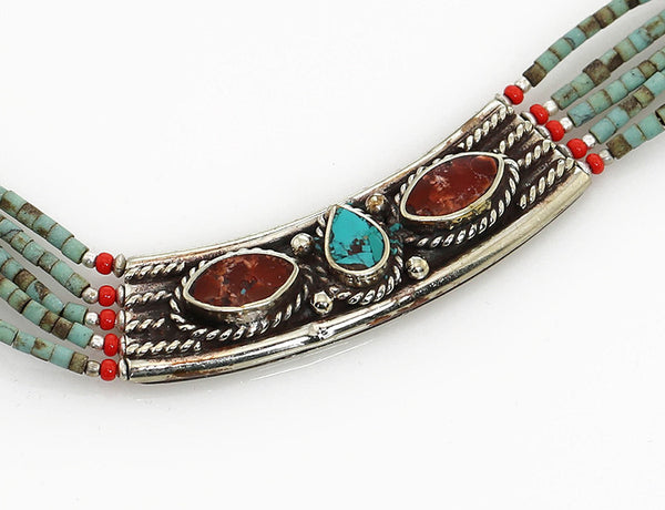 Tibetan Necklace with Larged Side Focals Close Up