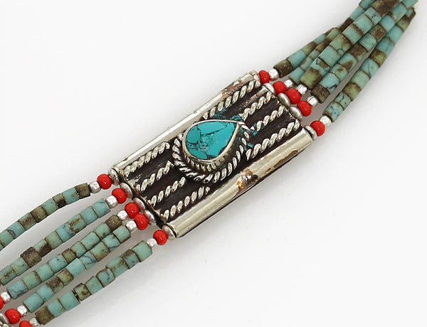 Tibetan Necklace with Vintage Silver Pieces Close Up