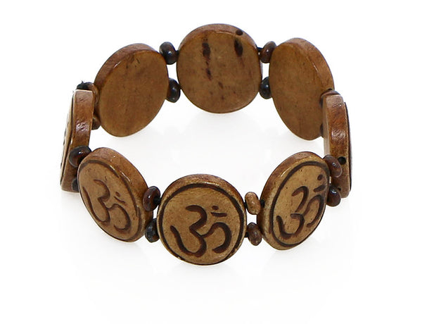 Nepalese Yoga Bracelet with Carved Om Symbols On Tiles