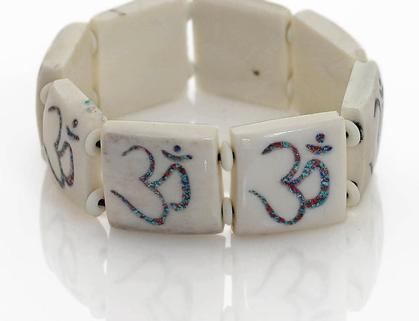 Yoga Bracelet with Gemstone Inlaid Om Symbols