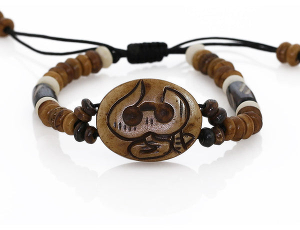 Beaded Yoga Bracelet wtih Carved Sanskrit Om Symbol