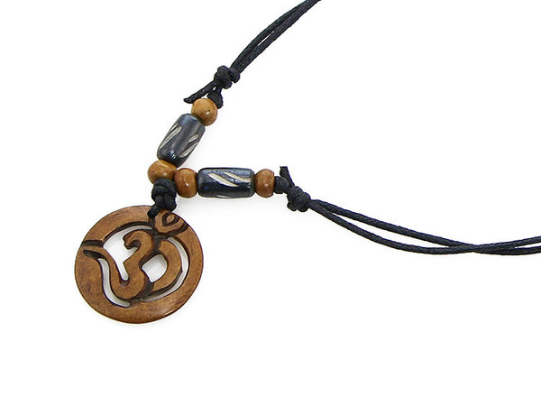 Yoga Necklace with Cut Out Om Symbol Pendant